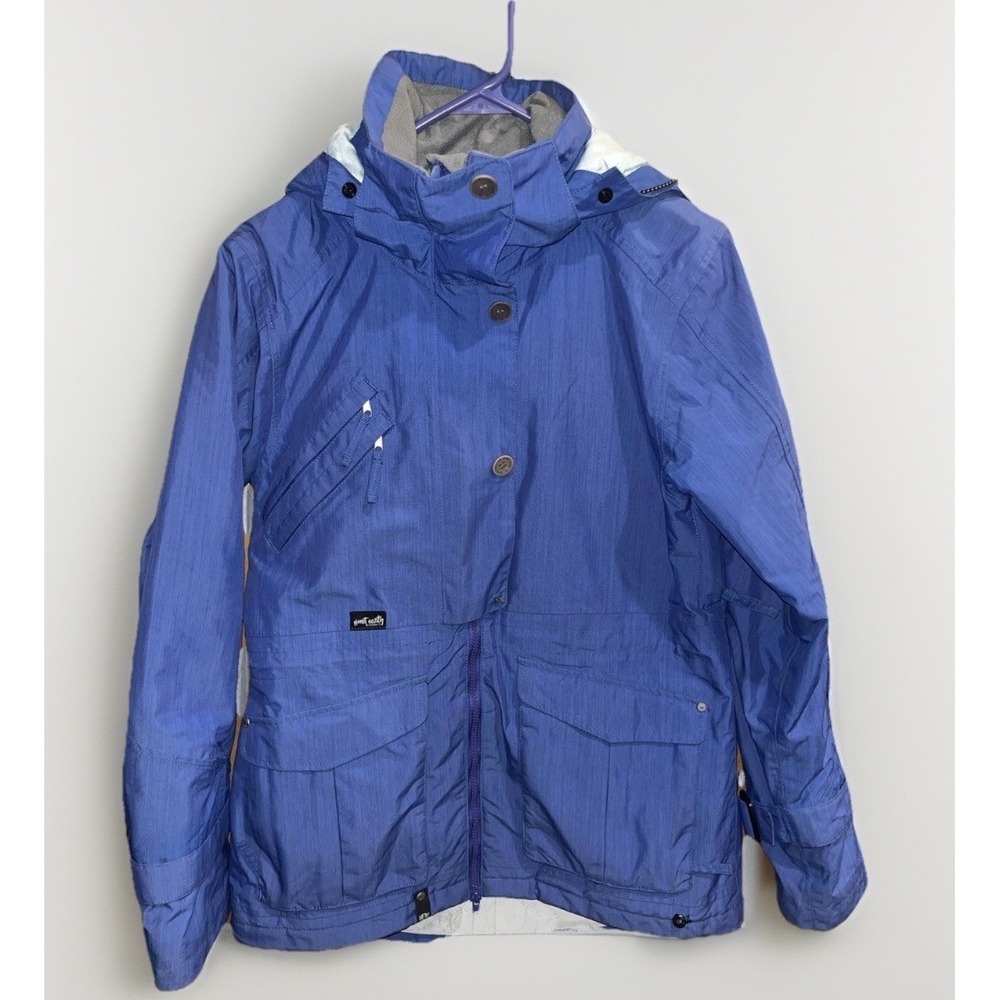 Women's Planet Earth Ski Jacket, Removable Hood Waterproof Blue Size Medium